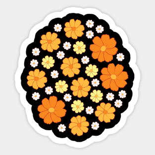 Cosmos | Flower | Summer Autumn | Orange | Black Sticker